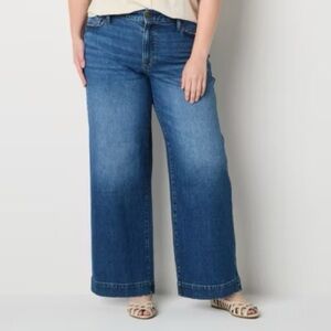 a.n.a High Rise Wide Leg stretch blue denim jeans women’s size 18